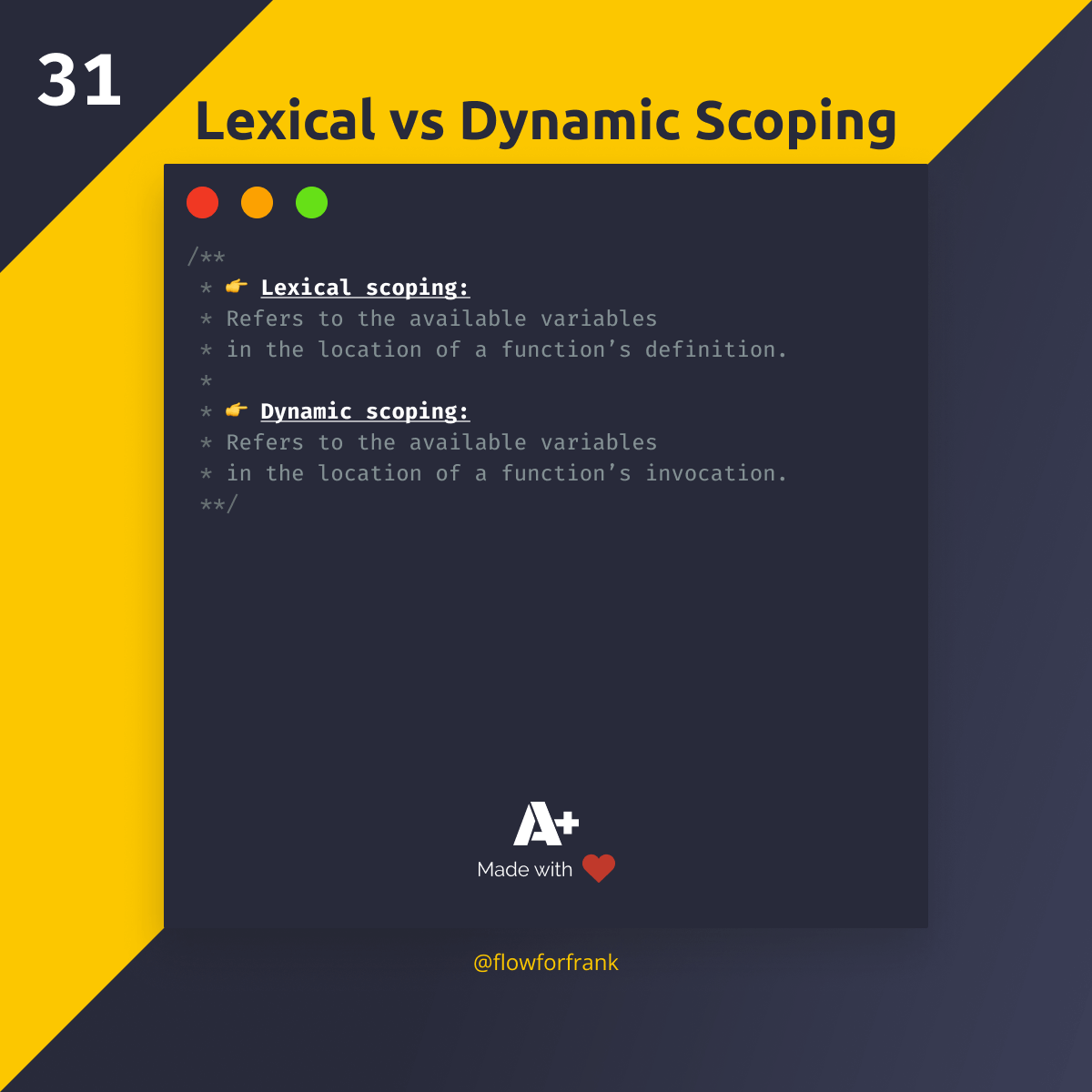 Lexical vs dynamic scoping in JavaScript