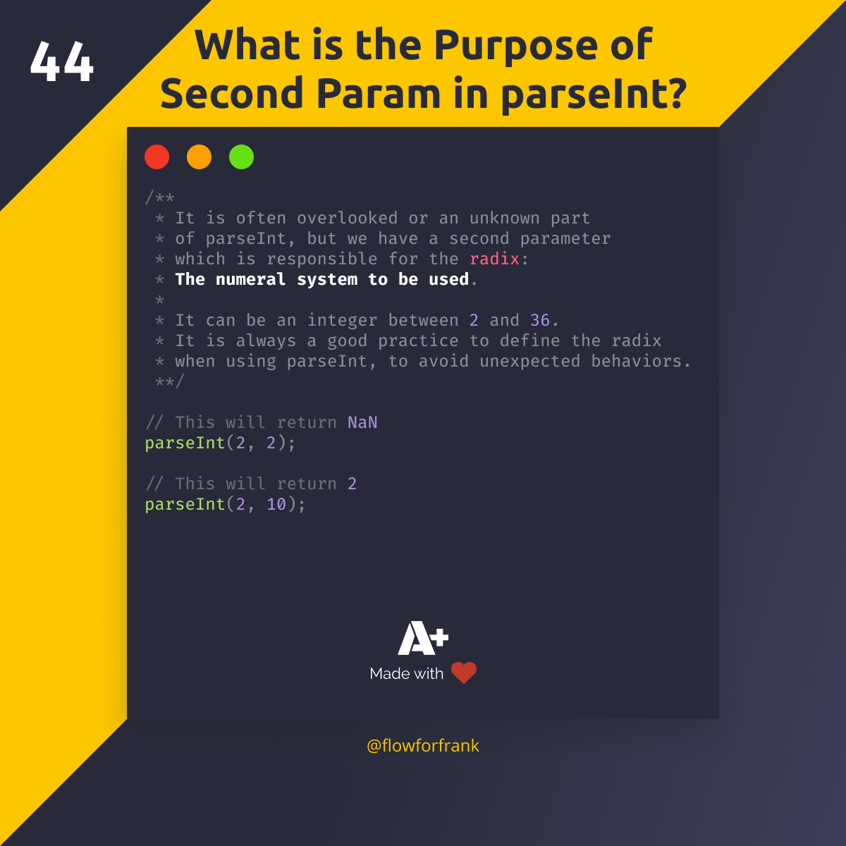 How does the second parameter of parseInt do in JavaScript?