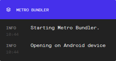 Metro bundler successfully connected to Android device
