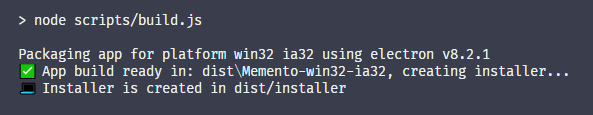 The build of the Electron app is ready