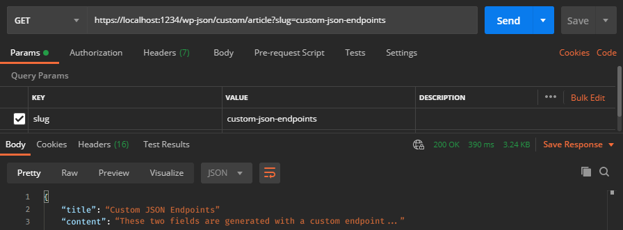 Custom JSON endpoint response through GET request