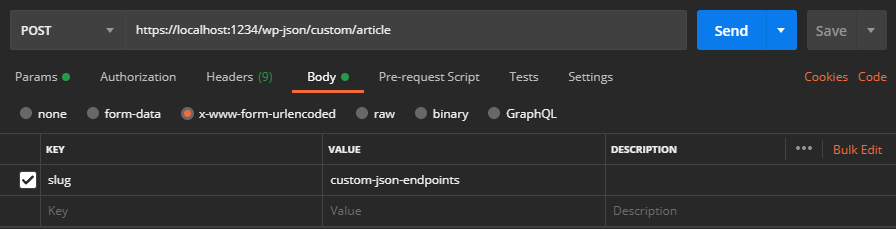 Custom JSON endpoint response through POST request