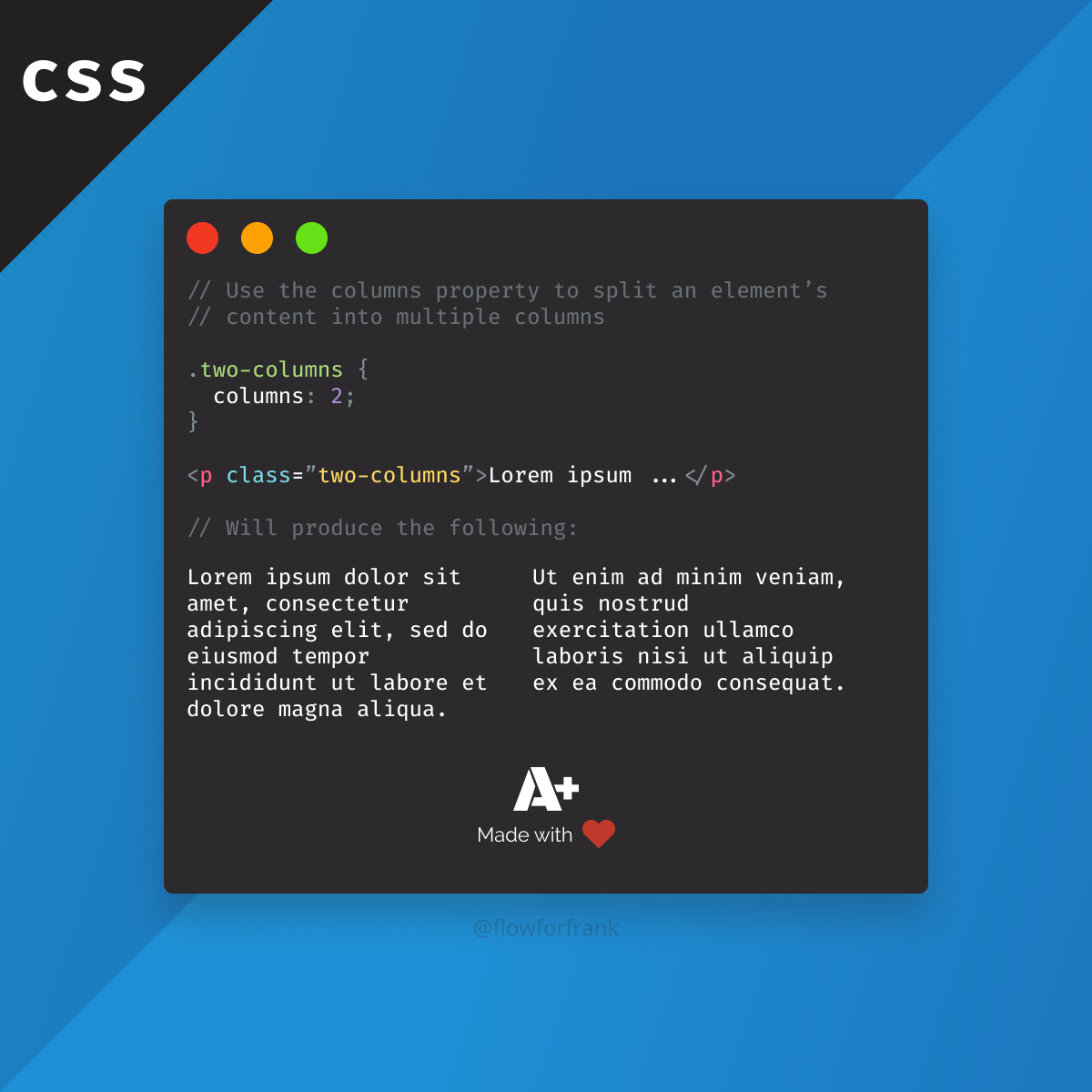How to create two columns in CSS