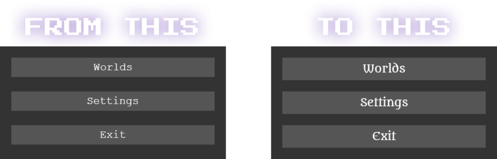 Before and after using custom fonts in Phaser3