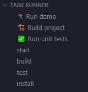 Custom tasks defined in VSCode