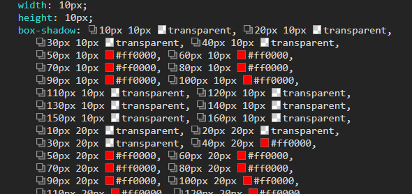 The amount of box-shadow needed for 256 pixels