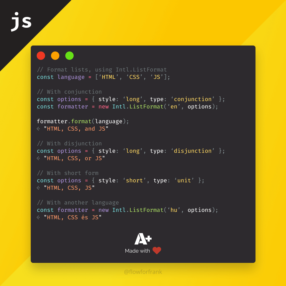 How to Format Lists in JavaScript based on Languages