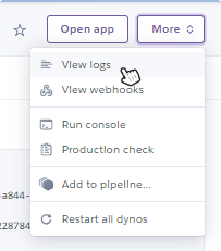 The logs inside Heroku