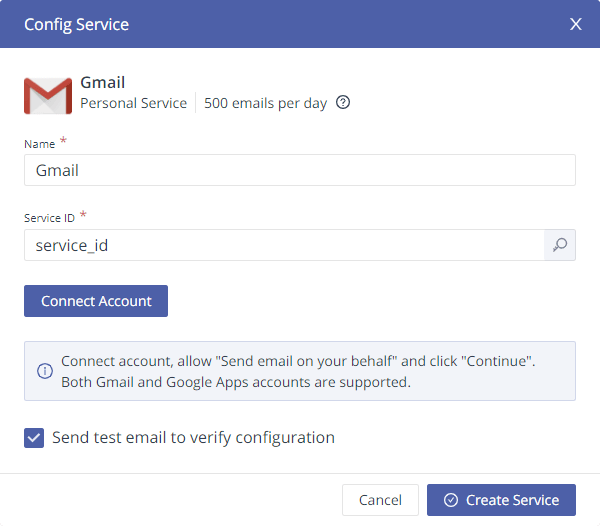 Setting up Gmail as a service in EmailJS