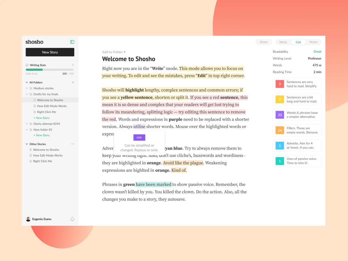 app for writers design