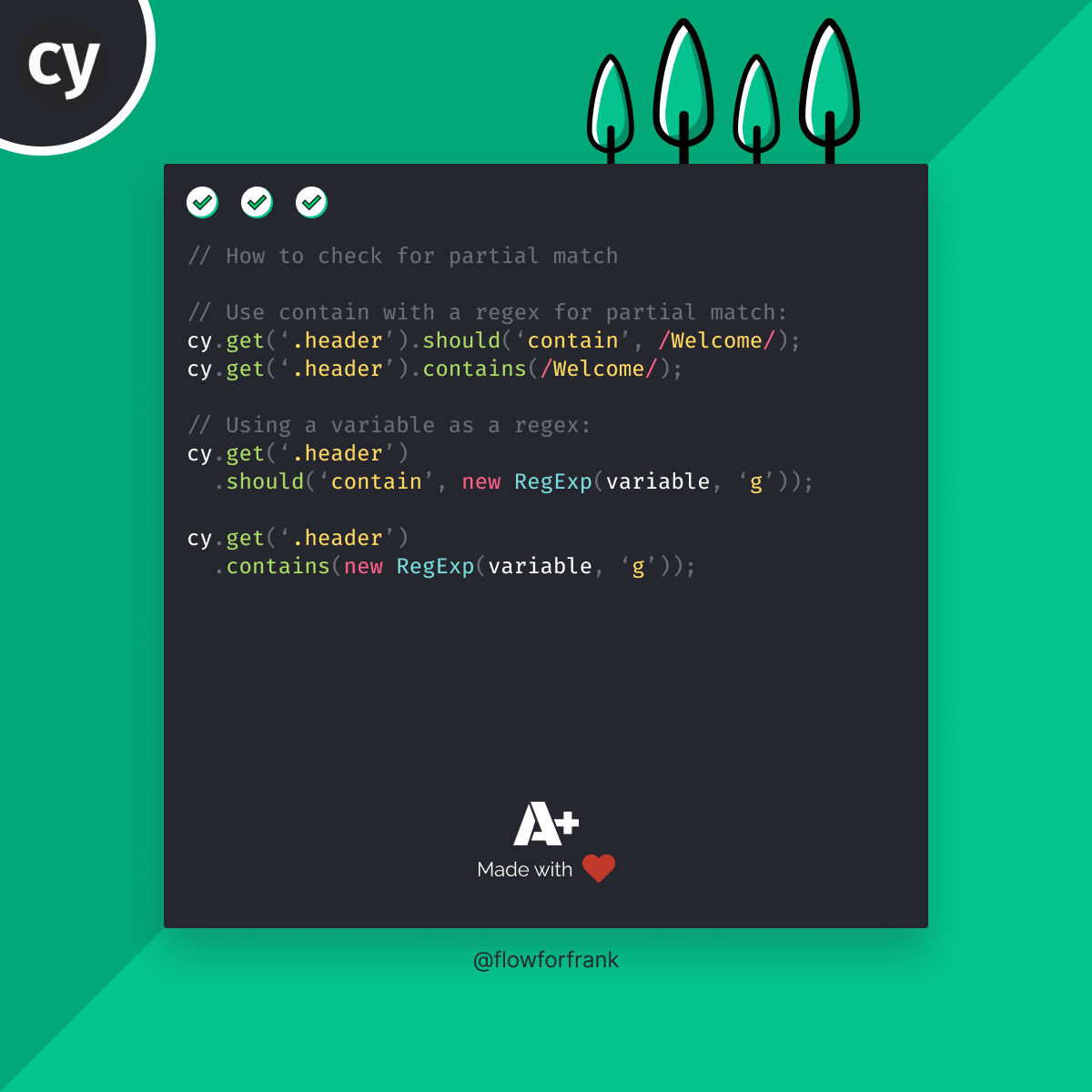 How to Test if Element Contains not Exact Match in Cypress