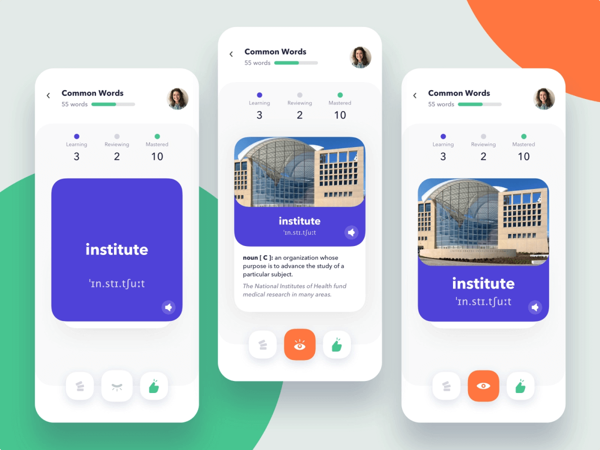 Flashcard app design