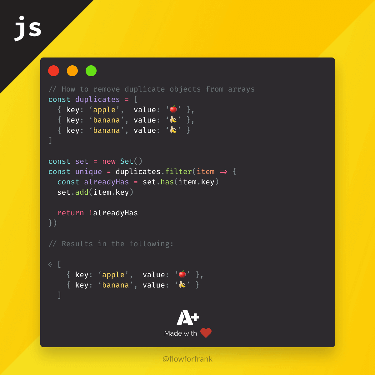 How to Remove Duplicate Objects from Arrays in JavaScript
