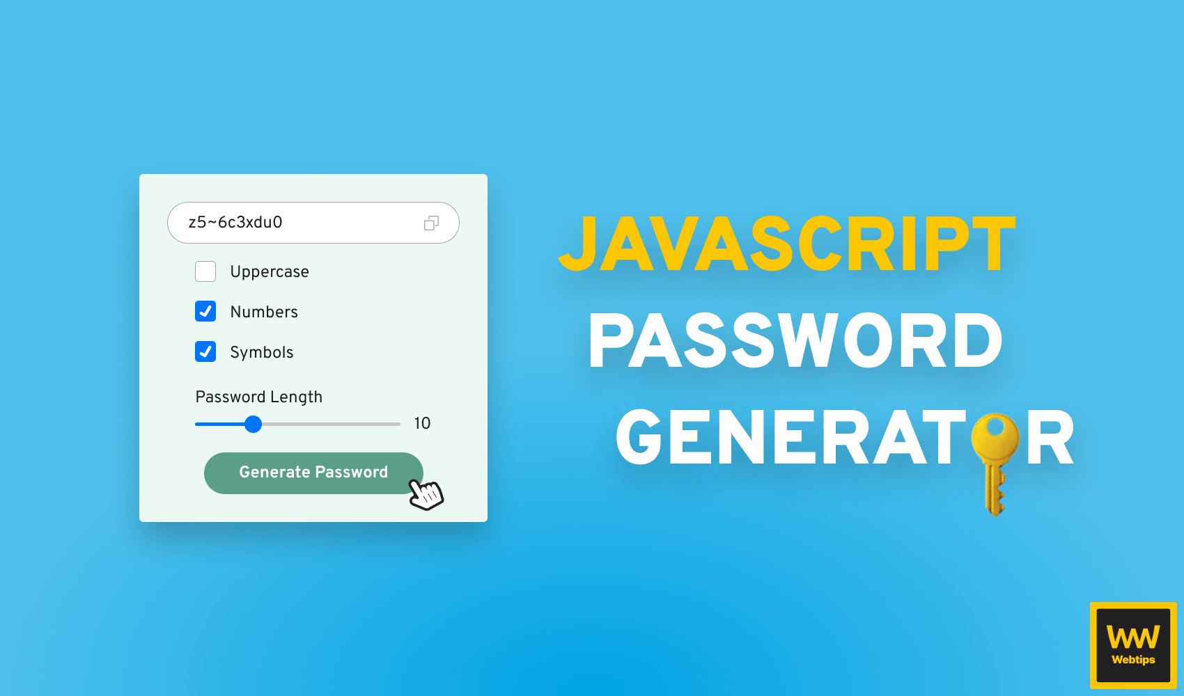 Password generator app in JavaScript