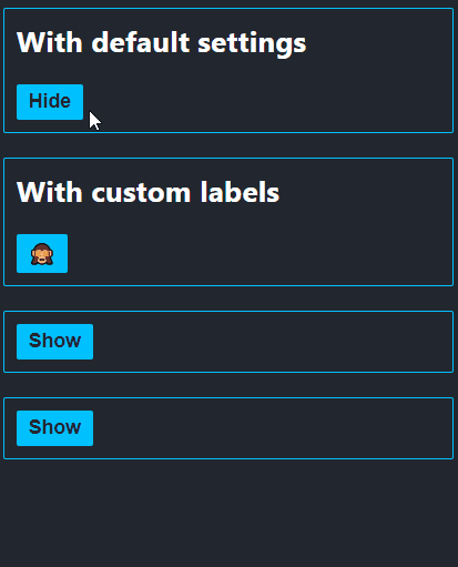 Toggling visibility of components in React