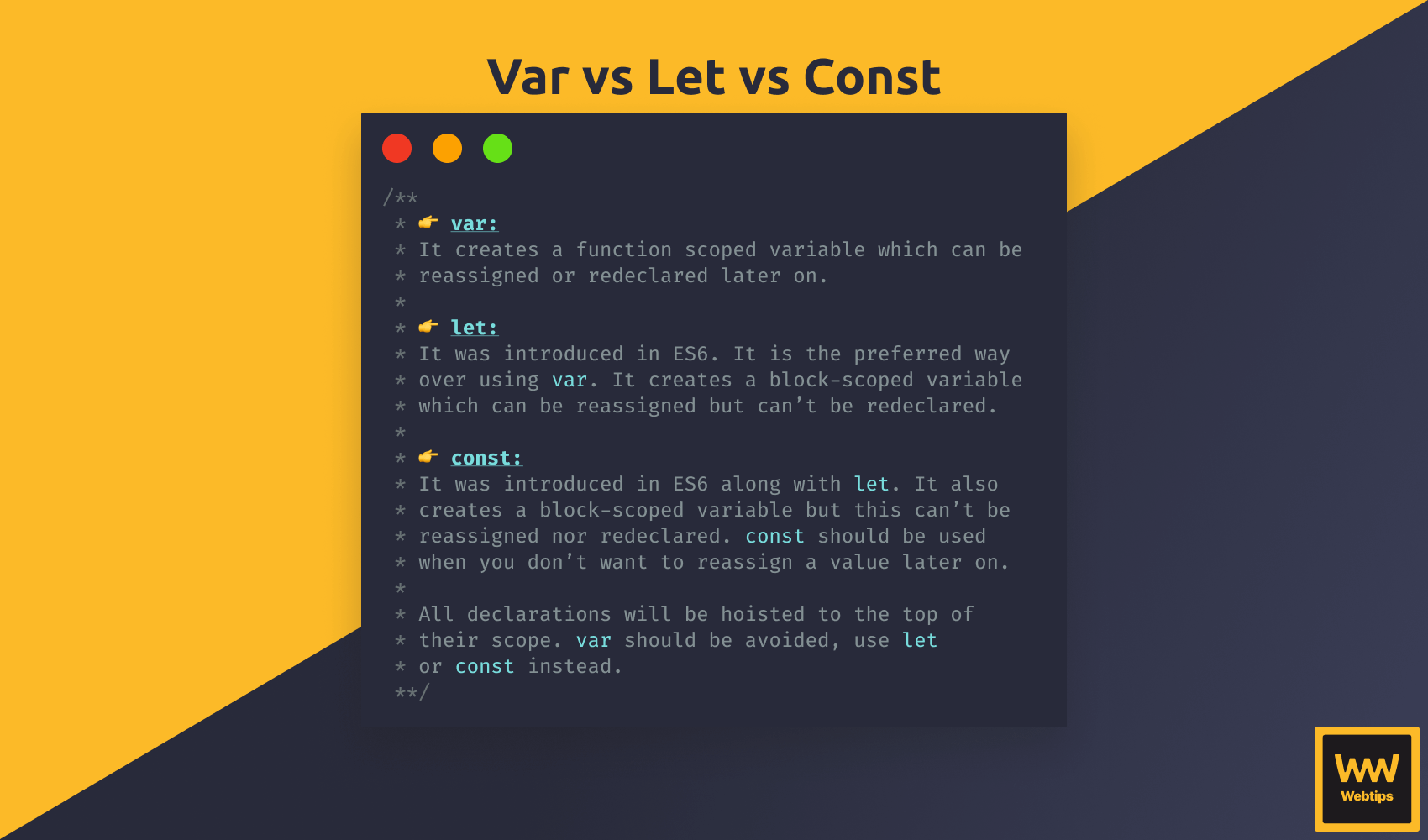 What are the Differences Between var, let, and const?