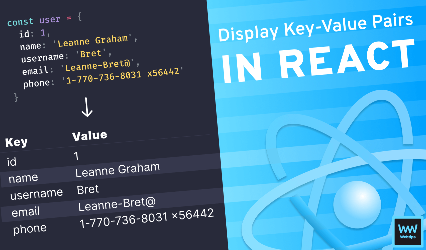 How to Display Key-Value Pairs in React in a Table