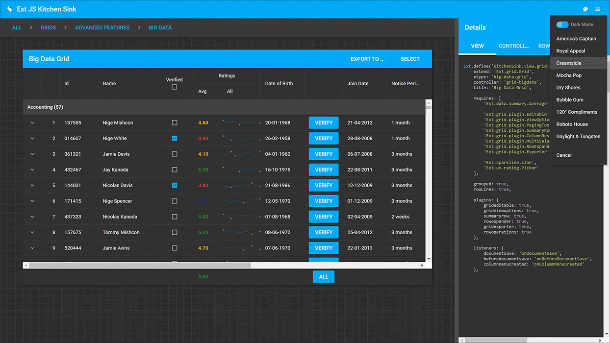 Grid layout in Ext JS